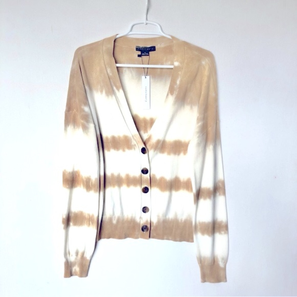 SANCTUARY Cardigan Medium Stripe Tie Dye Button Down Boho Coastal